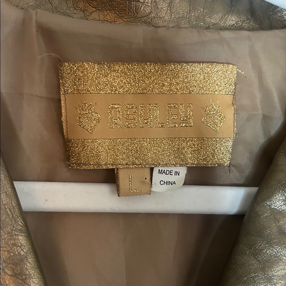 Vintage Metallic Gold Belted Blazer Jacket - Picture 4 of 7